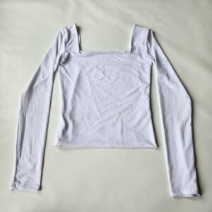 SWS Contour Womens White Square Line Longsleeve Top Shirt